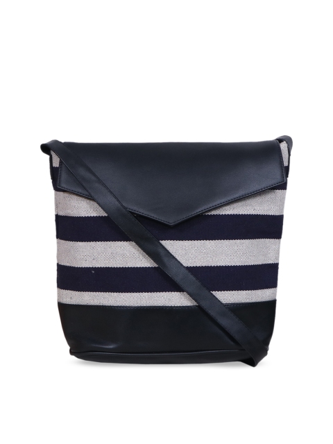Diwaah Navy Blue Striped Handmade Sling Bag