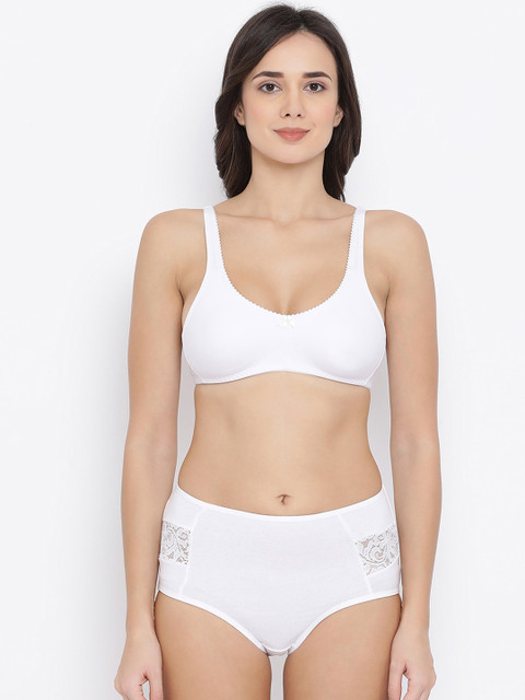 

Clovia Women White Solid Lingerie Set COMBBP57132B