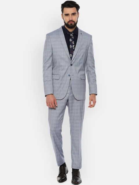 

Van Heusen Men Grey Checked Single-Breasted Slim-Fit Suit