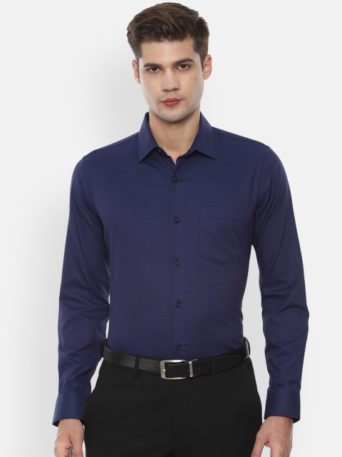 

Van Heusen Men Navy Blue Slim Fit Self Design Formal Shirt