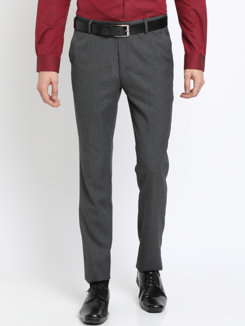 

Crocodile Men Grey Slim Fit Solid Formal Trousers