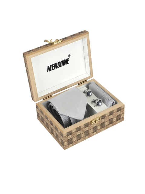 

MENSOME Men Silver-Toned & Grey Accessory Gift Set
