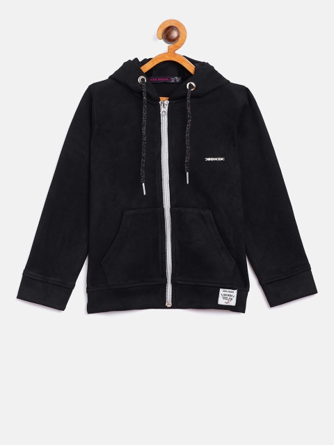 

Nins Moda Girls Black Solid Hooded Sweatshirt