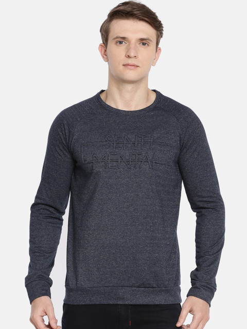 

BLISTON Men Navy Blue Self Design Sweatshirt