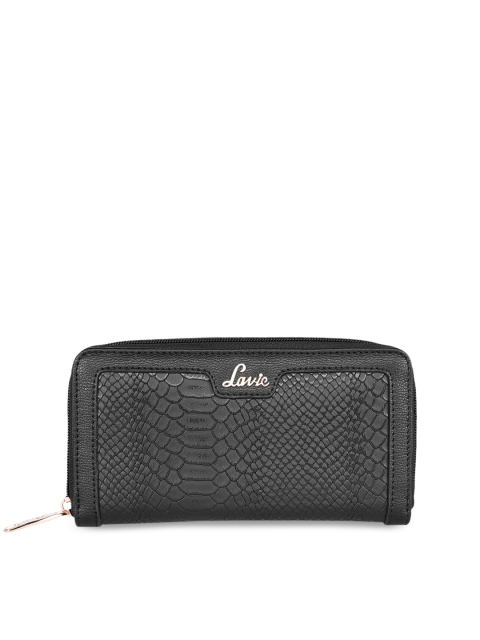 

Lavie Women Black Textured Zip Around Wallet