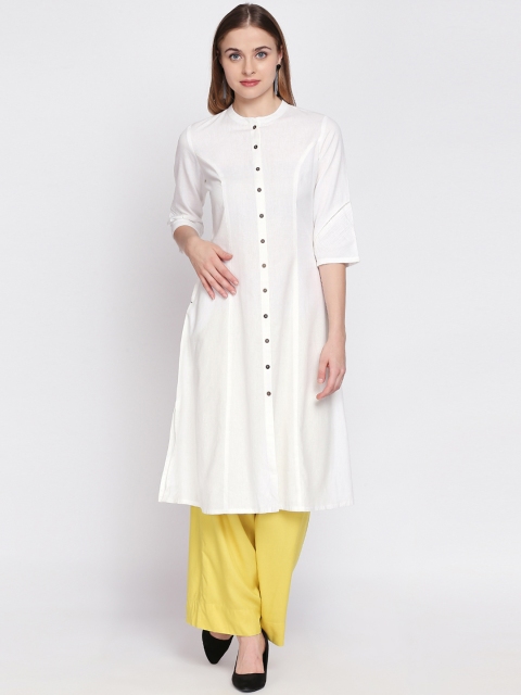 

RANGMANCH BY PANTALOONS Women White Solid A-Line Kurta