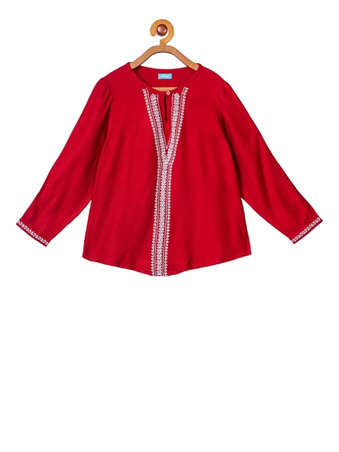 

Miyo Girls Red Self Design A-Line Top