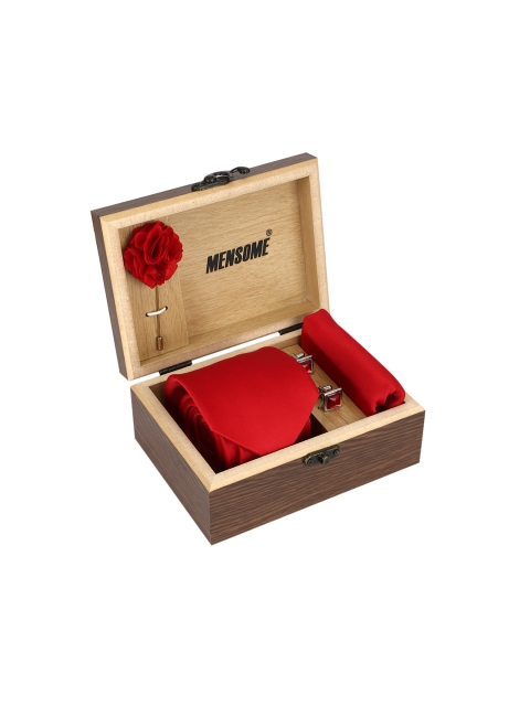 

MENSOME Men Red & Silver-Toned Accessory Gift Set