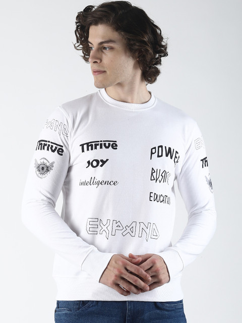 

SHELTR Men White Printed Sweatshirt