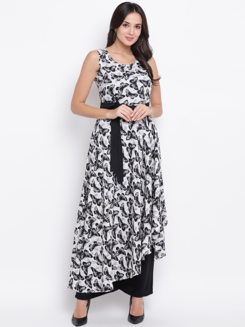 

Vastrachowk Women White & Black Printed A-Line Kurta