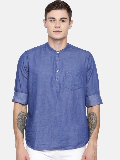 

Chennis Men Blue Solid Straight Kurta