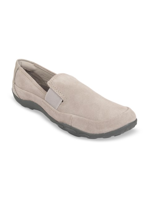 

Clarks Women Beige & Grey Solid Suede Casual Loafers