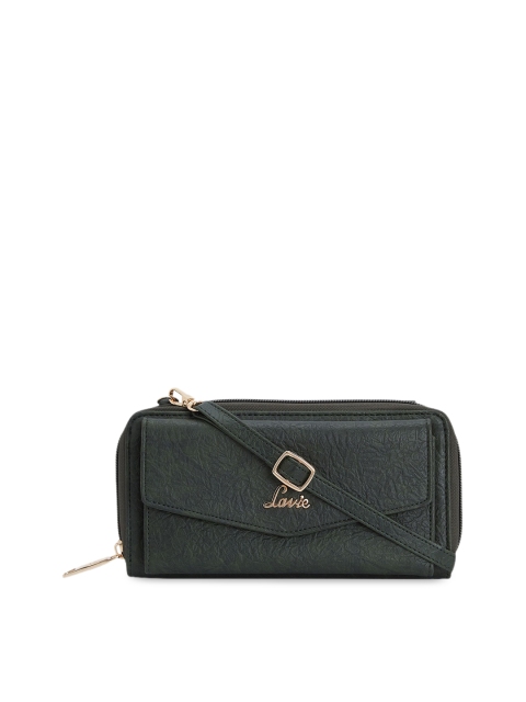 

Lavie Women Green Textured Zip Around Wallet