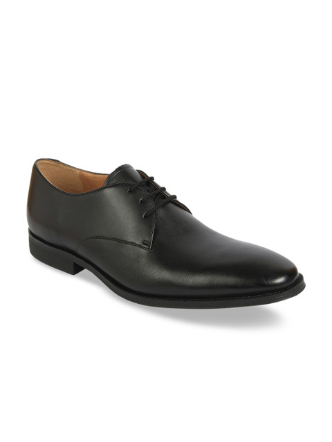 

Clarks Men Black Solid Leather Formal Derbys