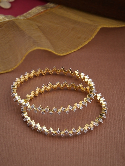 

Shoshaa Set of 2 Gold-Plated Artifical Stone Studded Bangles