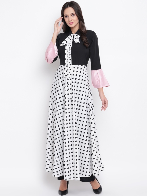 

Vastrachowk Women Black & White Printed A-Line Kurta