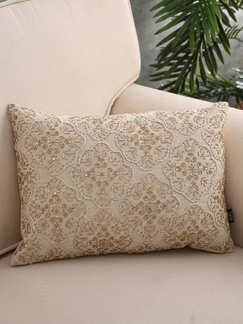 

Pure Home and Living Gold-Coloured Single Ethnic Motifs Rectangle Cushion Cover