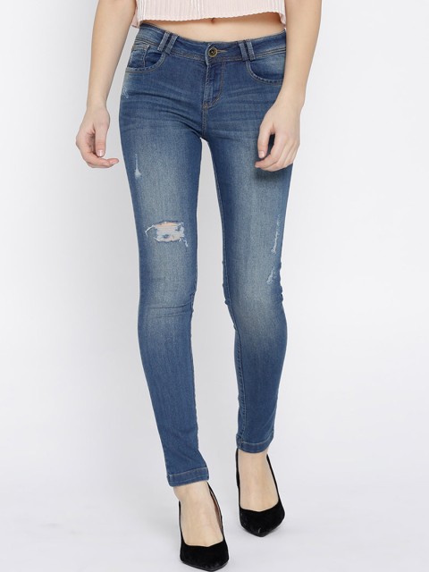 

Xpose Women Blue Slim Fit Mid-Rise Mildly Distressed Stretchable Jeans