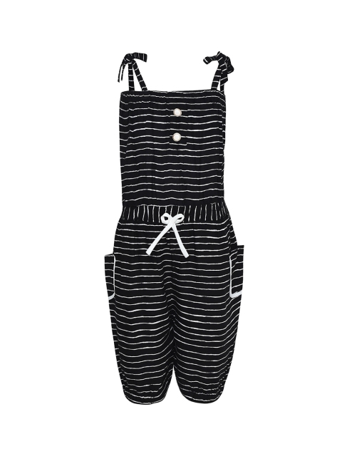 

Aarika Girls Black & White Striped Basic Jumpsuit