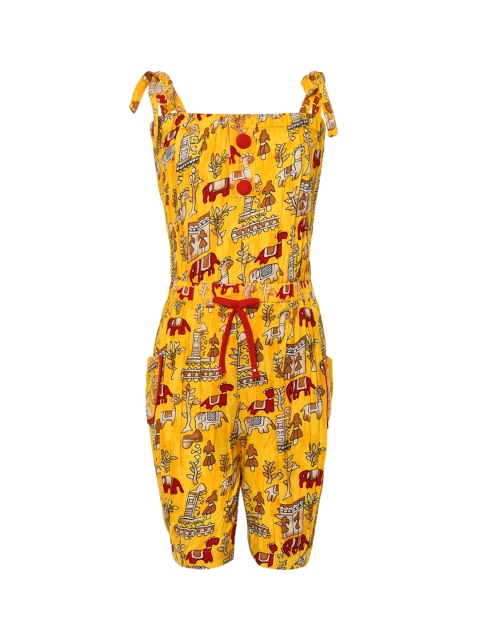 

Aarika Girls Yellow & Red Printed Basic Jumpsuit