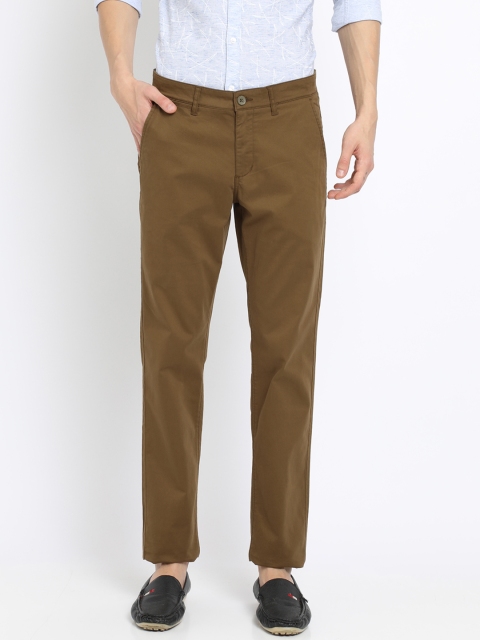 

Crocodile Men Brown Slim Fit Solid Regular Trousers