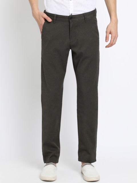 Crocodile Men Brown Slim Fit Solid Regular Trousers
