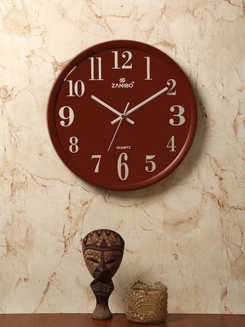 

ZANIBO Brown Round Solid 31 cm Analogue Wall Clock
