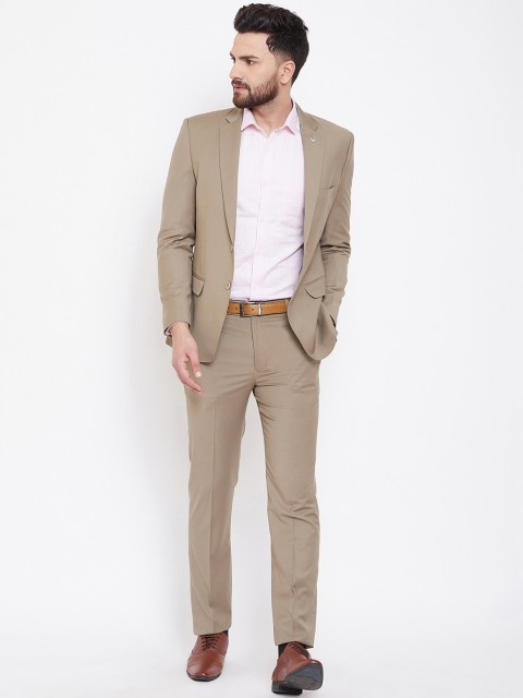 

Canary London Men Beige Self-Design Single-Breasted Slim-Fit Suit