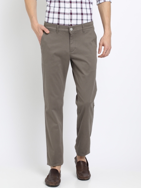 

Crocodile Men Taupe Slim Fit Solid Regular Trousers