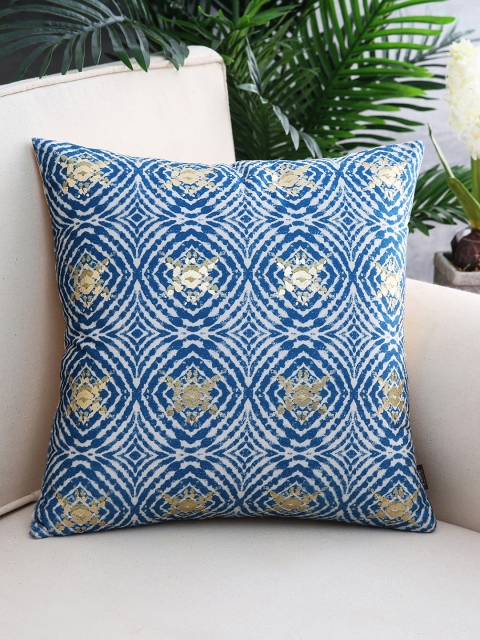 

Pure Home and Living Blue & Off-White Single Ethnic Motifs Square Cushion Cover