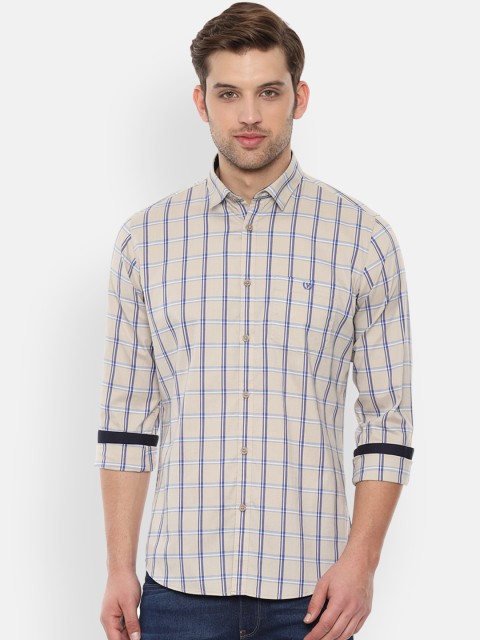

Van Heusen Sport Men Beige & Purple Slim Fit Checked Casual Shirt