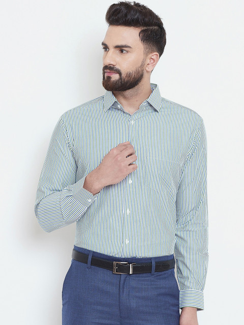 

Canary London Men Blue & Green Slim Fit Striped Formal Shirt