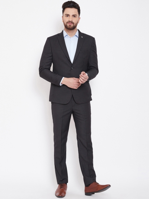 

Canary London Men Black Self-Design Single-Breasted Slim-Fit Suit