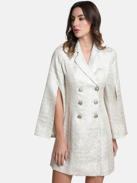 

Kazo Women Off-White Animal Skin Printed Shirt Dress