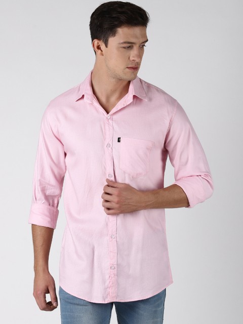 

LEVIZO Men Pink Premium Regular Fit Solid Casual Shirt