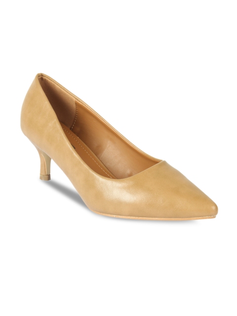 

Flat n Heels Women Khaki Brown Solid Pumps
