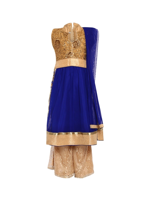 

Aarika Girls Navy Blue & Gold-Coloured Embroidered Kurta with Palazzos