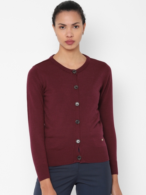 

Allen Solly Woman Maroon Solid Cardigan Sweater