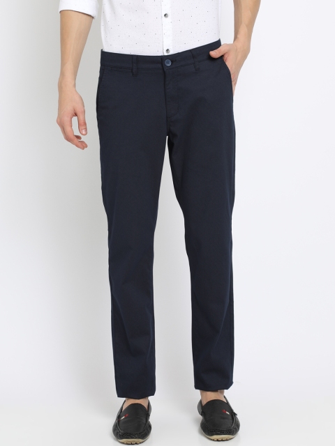 

Crocodile Men Navy Blue Slim Fit Solid Regular Trousers