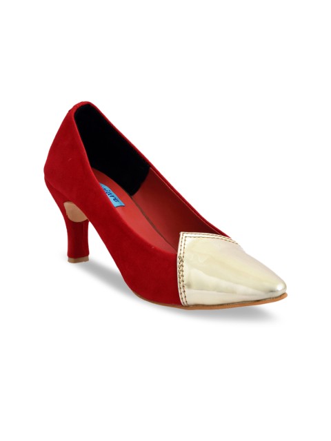 

meriggiare Women Red & Gold-Toned Colourblocked Pumps
