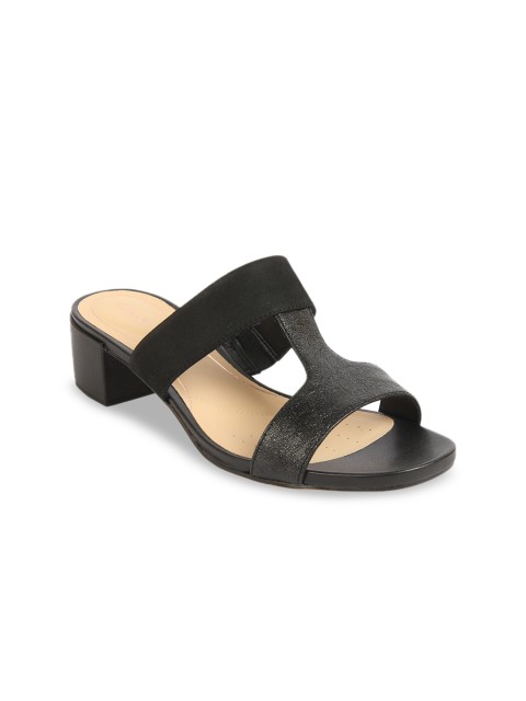 

Clarks Women Black Solid Leather Heels