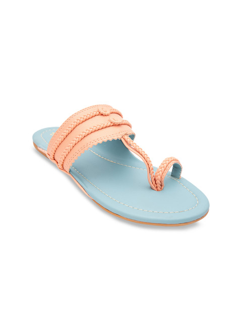 

Jivaana Women Peach-Coloured Solid One Toe Flats