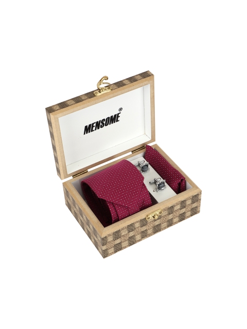 

MENSOME Men Maroon & Silver-Toned Accessory Gift Set