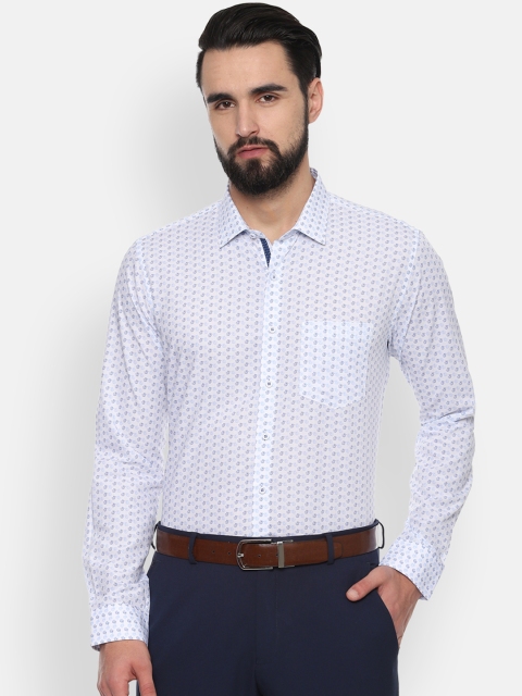 

Van Heusen Men White & Blue Slim Fit Printed Formal Shirt