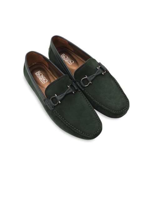 

ROSSO BRUNELLO Men Green Solid Formal Loafers