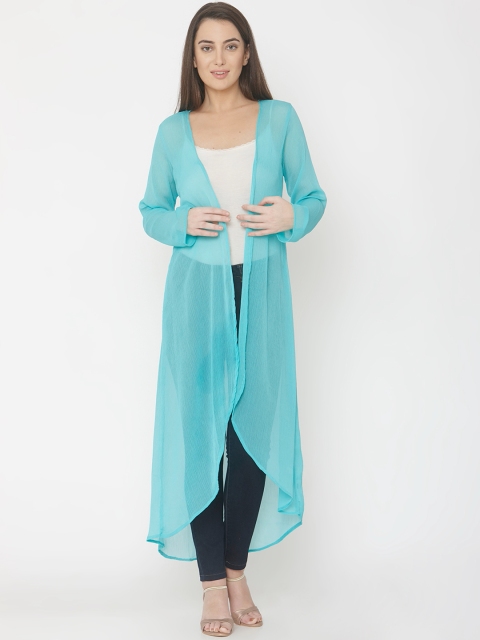 

Smarty Pants Women Coral Green Solid Open Front Shrug