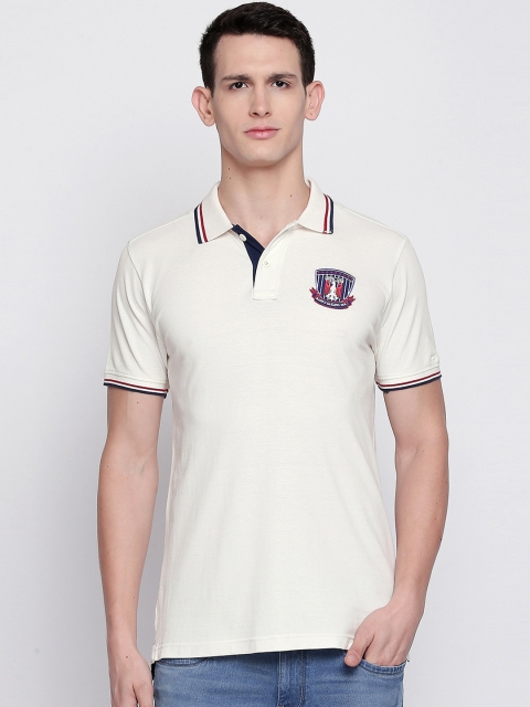 

Basics Men Off-White Solid Polo Collar T-shirt