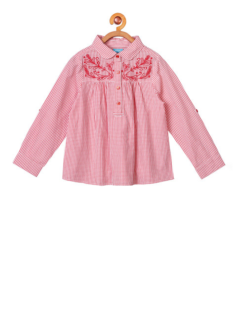 

Miyo Girls Red Checked Shirt Style Top