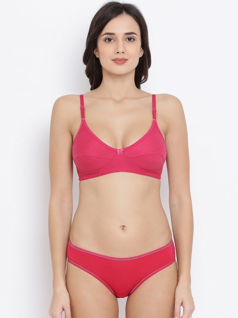 

Clovia Women Pink Solid Lingerie Set COMBBP83432B
