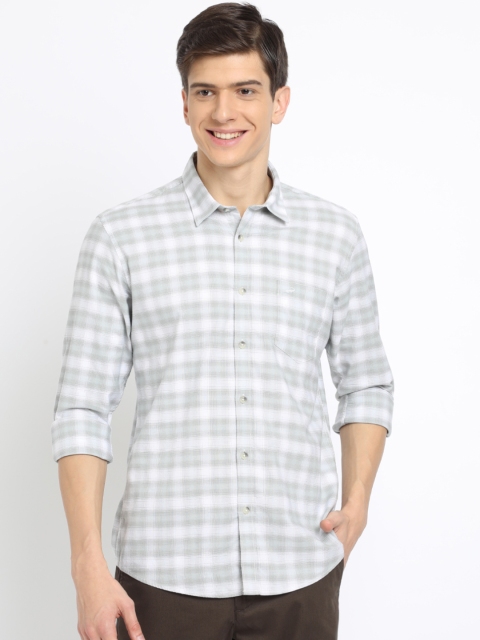 

Crocodile Men Grey & White Slim Fit Checked Casual Shirt